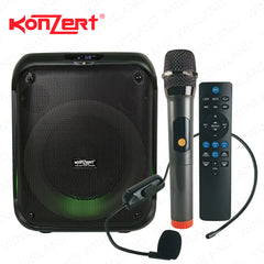 Konzert by Winland 8ON Woofer BT,FM,OTG,MSD,AUX In,Guitar Input, 1 Wireless Mic & & 1 Headworn Mic 1800W PMPO, USB, Bag OTG-8+