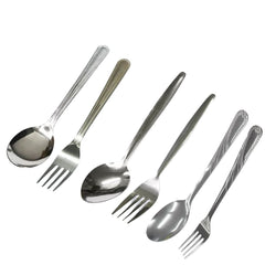 Everlast/Masflex by Winland Stainless Steel 12Piece Set Table Spoon & Fork Dotted, Plain, Curve Dots