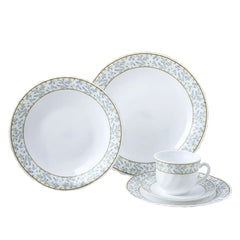 Masflex by Winland 10 pieces Opal Dinner Set in Goldline Design Made of Glass & Microwave Safe JT-17
