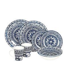 Masflex by Winland 8PCS Bohemian Floral Dinnerware Set Made of Tempered Glass/Microwave Safe ZN-8RS