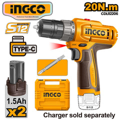 Ingco Lithium-Ion S12 Cordless Drill 12V 20N.m with Battery ING-CT