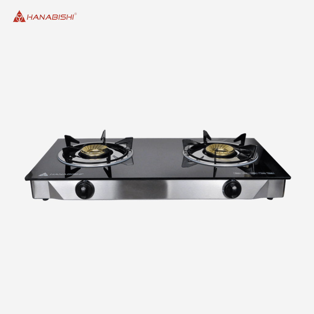 Hanabishi Double Burner Tempered Glass and Stainless Steel Body Gas Stove GGS200 - Winland Depot