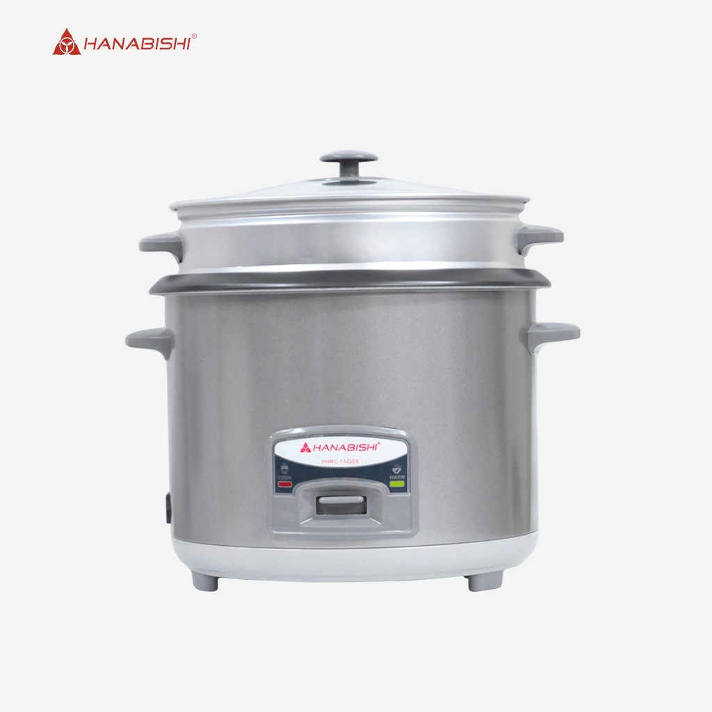 Hanabishi Rice Cooker 1.4L serves 7 cups Glass Cover w/ Steamer HHRC14GSS - Winland Depot