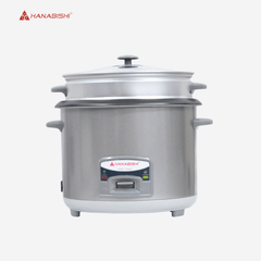 Hanabishi Rice Cooker 1.4L serves 7 cups Glass Cover w/ Steamer HHRC14GSS - Winland Depot