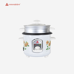 Hanabishi Rice Cooker 1L serves 3 - 5 cups Glass Cover w/ Steamer HHRC10FSHA - Winland Depot