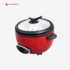 Hanabishi Rice Cooker 1L serves 5 cups Glass Cover Teflon Inner Pot with Steamer HRC10BRC - Winland Depot