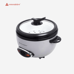 Hanabishi Rice Cooker 1L serves 5 cups Glass Cover Teflon Inner Pot with Steamer HRC10BRC