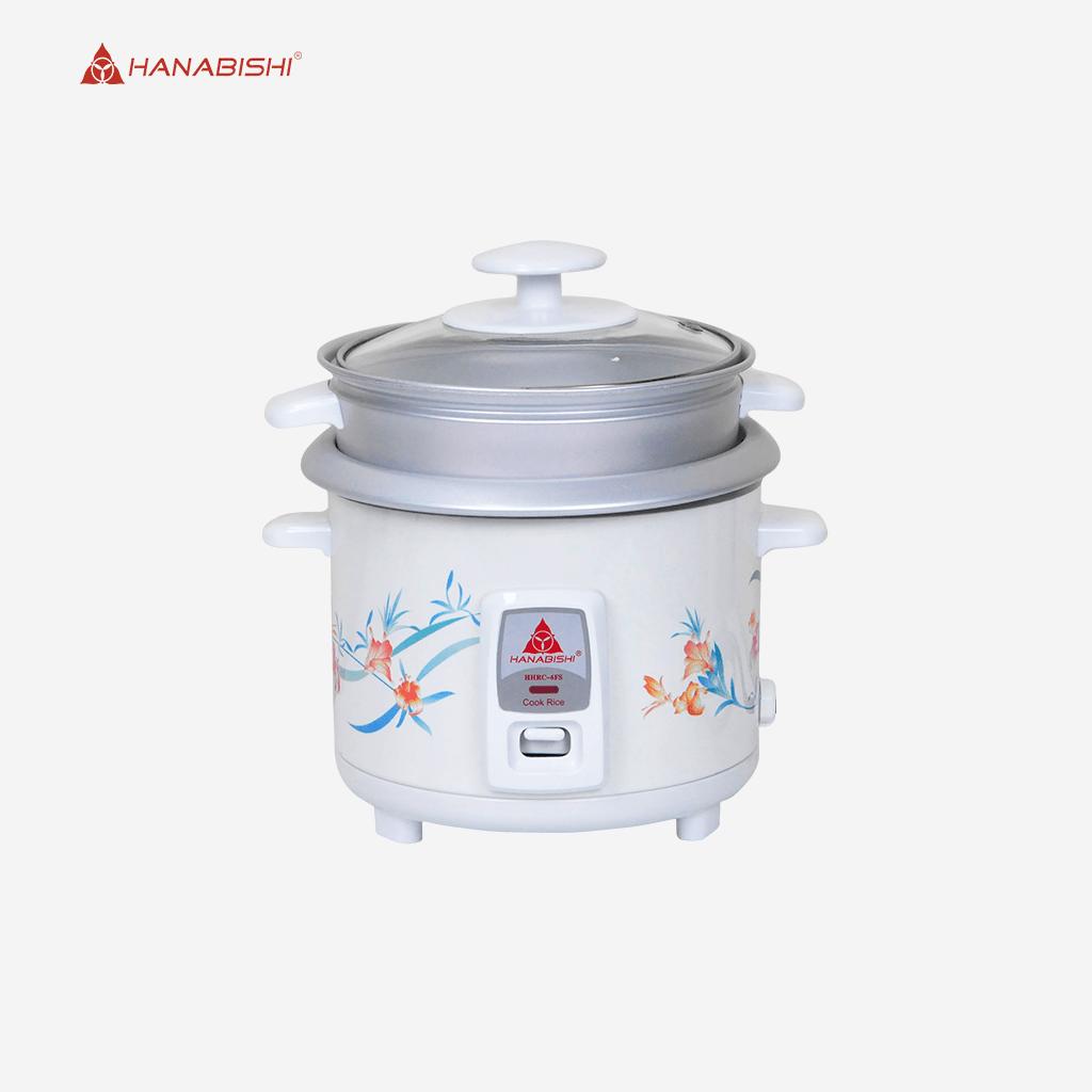 Hanabishi Rice Cooker 3 cups Glass Cover with Steamer Non - stick Pot HHRC6FS - Winland Depot