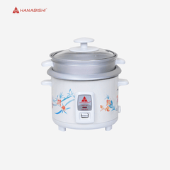 Hanabishi Rice Cooker 3 cups Glass Cover with Steamer Non - stick Pot HHRC6FS - Winland Depot