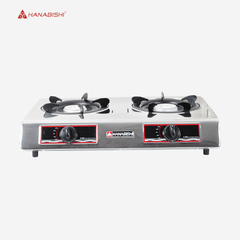 Hanabishi Stainless Steel Body Double Burner Single Jet System Gas Stove G202 - Winland Depot