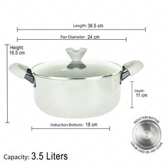 HOME ESSENCE by MASFLEX 24cm 2Layer Non - stick Induction Casserole Gauge Aluminum Cookware NS - 24C - Winland Depot