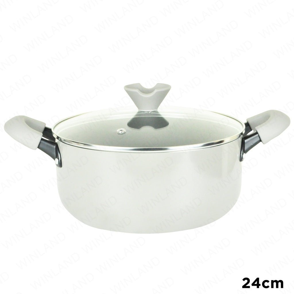 HOME ESSENCE by MASFLEX 24cm 2Layer Non - stick Induction Casserole Gauge Aluminum Cookware NS - 24C - Winland Depot
