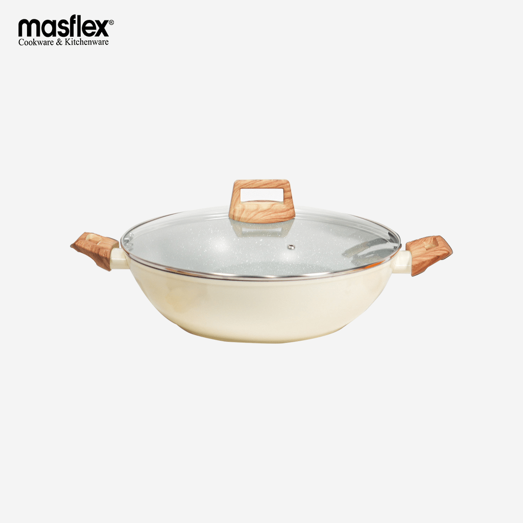 HOME ESSENCE by MASFLEX 32cm 3Layer Non - stick Induction Wok Forged Aluminum Cookware NK - SBWK32 - Winland Depot