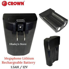 Crown Megaphone Lithium Rechargeable Battery 12V 1.5AH