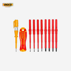 Ingco 10 Pcs 1000V VDE Interchangeable Insulated Screwdriver Set HKISD1008 - Winland Depot