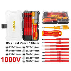 Ingco 10 Pcs 1000V VDE Interchangeable Insulated Screwdriver Set HKISD1008 - Winland Depot