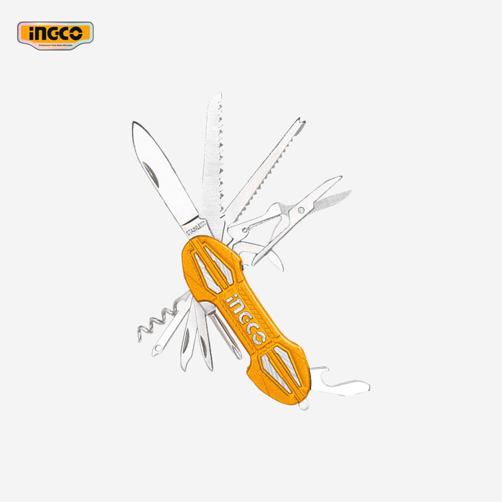 Ingco 15 Functions Multifunction Knife Screwdriver Can Opener Cork Opener Scissors Bottle Opener HMFK8158 - Winland Depot