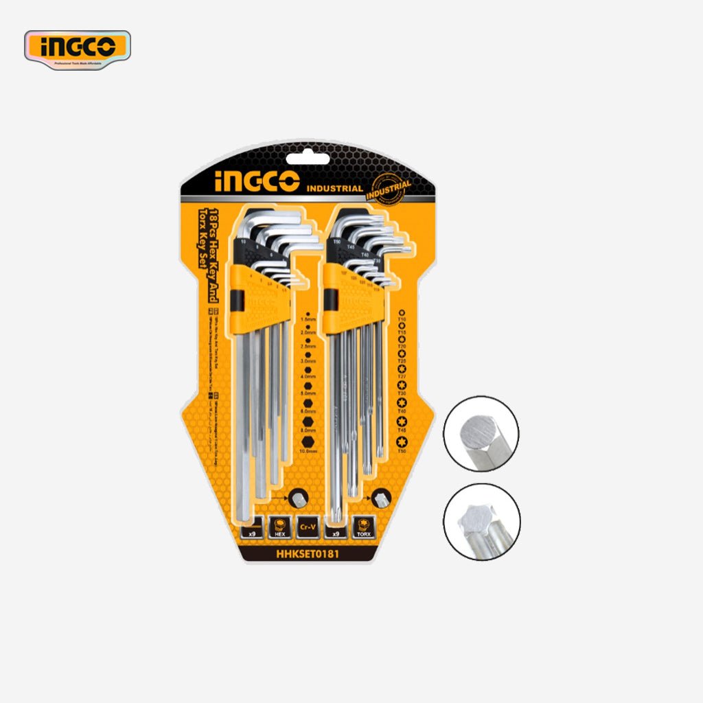 Ingco 18 Pcs / Set Hex Key and Torx Key HHKSET0181 - Winland Depot