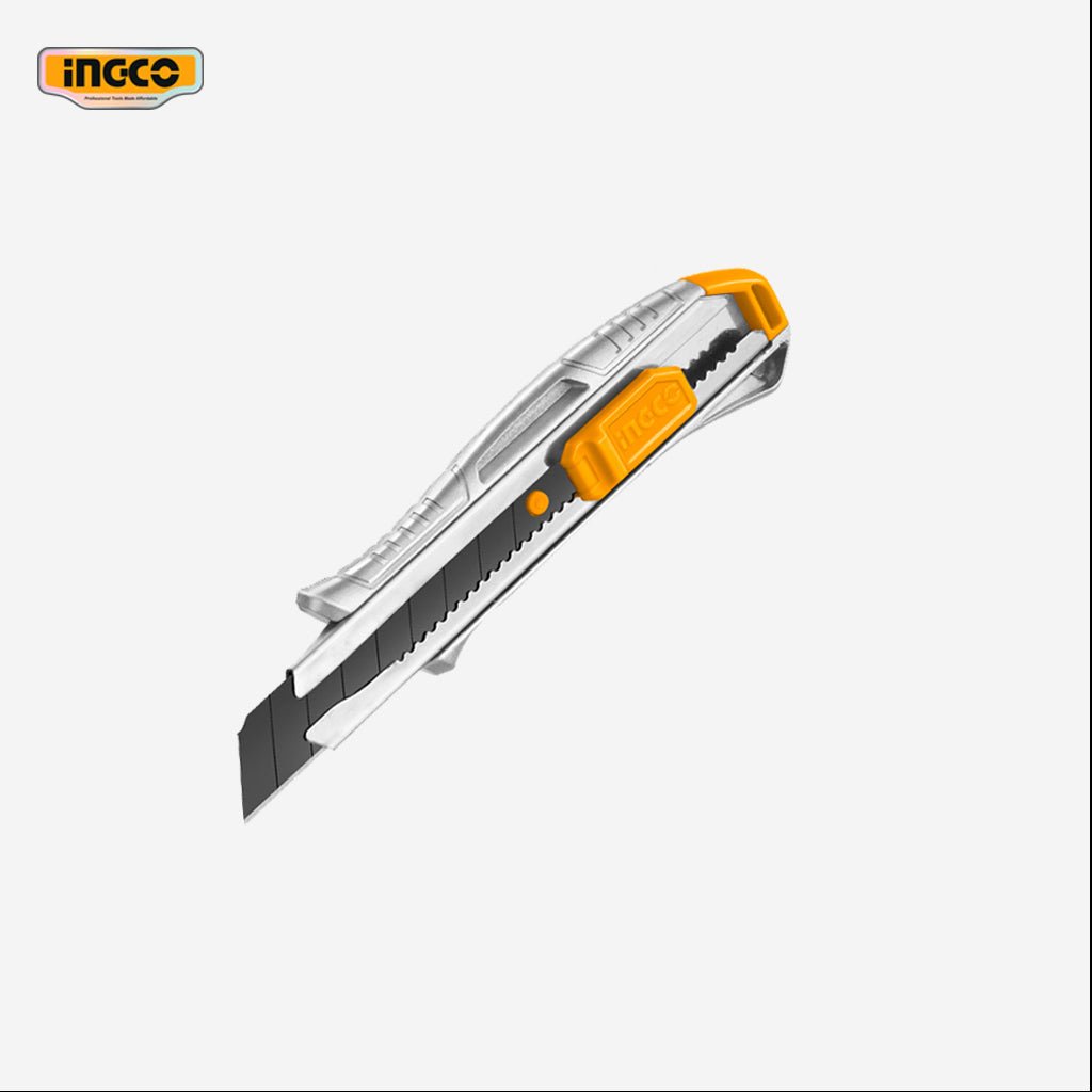 Ingco 18mmx 100mm Super Select Aluminum Body Snap - Off Blade Utility Knife Cutter HKNS11807 - Winland Depot