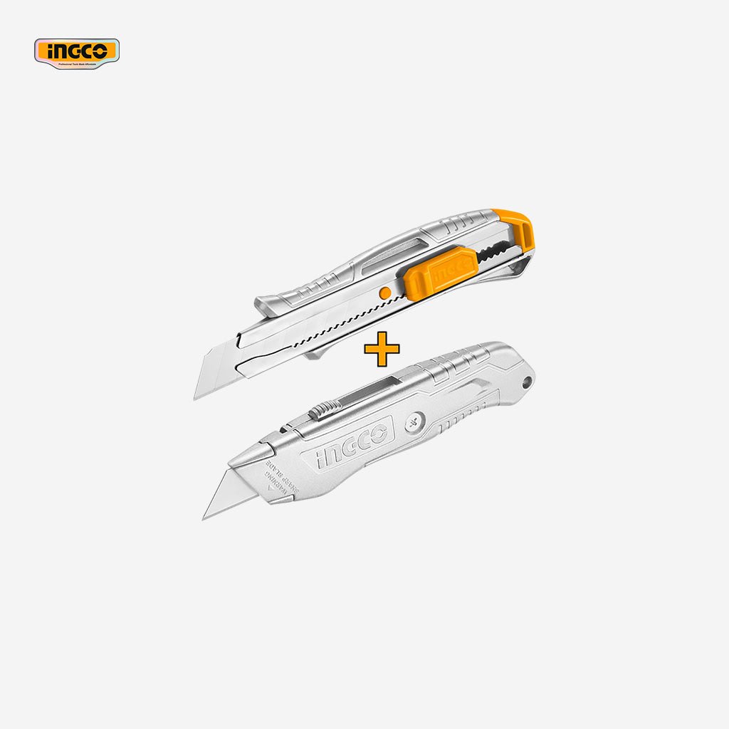 Ingco 22 Pcs 180mm (7 Inch) Aluminum Utility Knife Cutter Set HUK180225 - Winland Depot