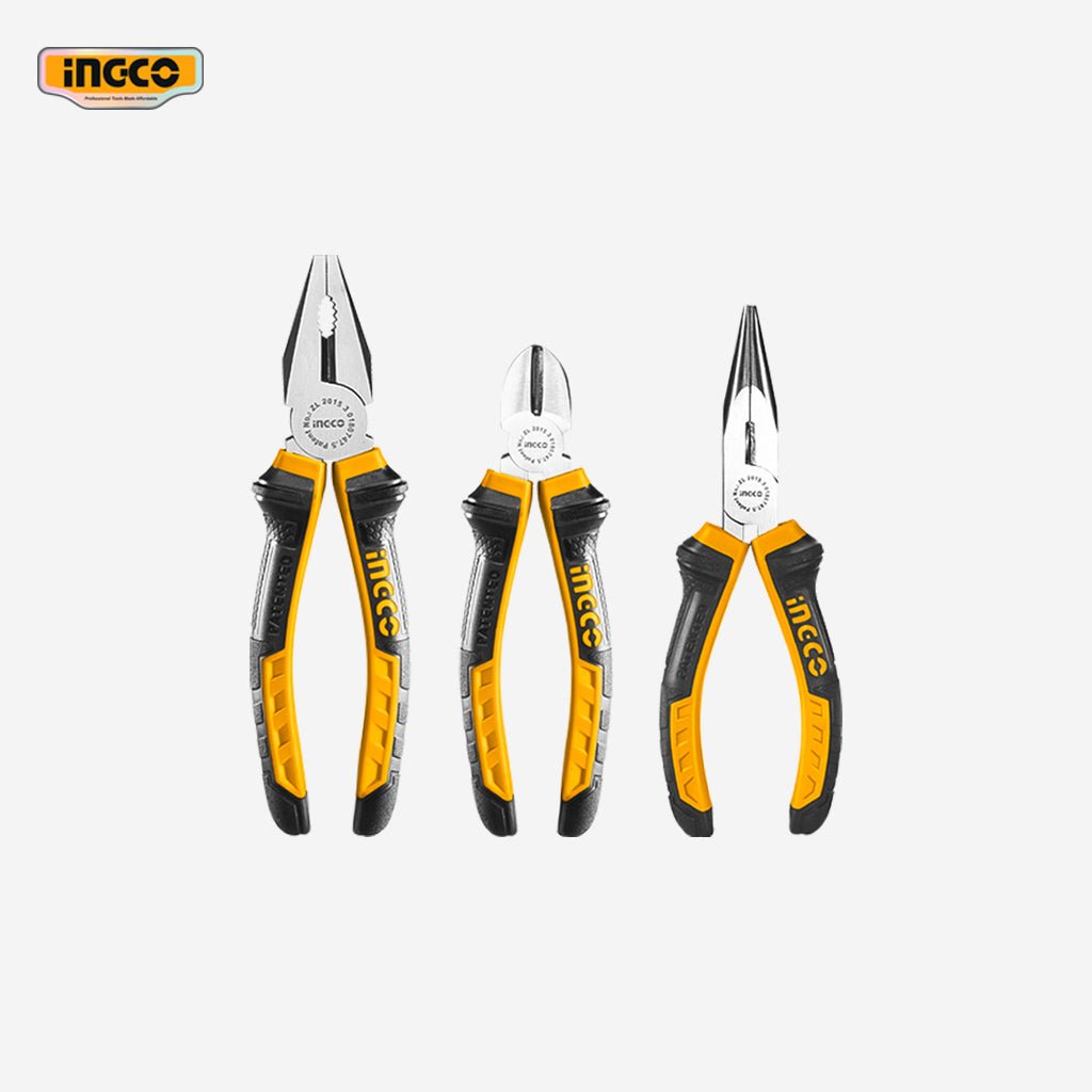 Ingco 3 Pcs CR - V Pliers Set Long Nose Combination Plier Cut HKPS08318 - Winland Depot