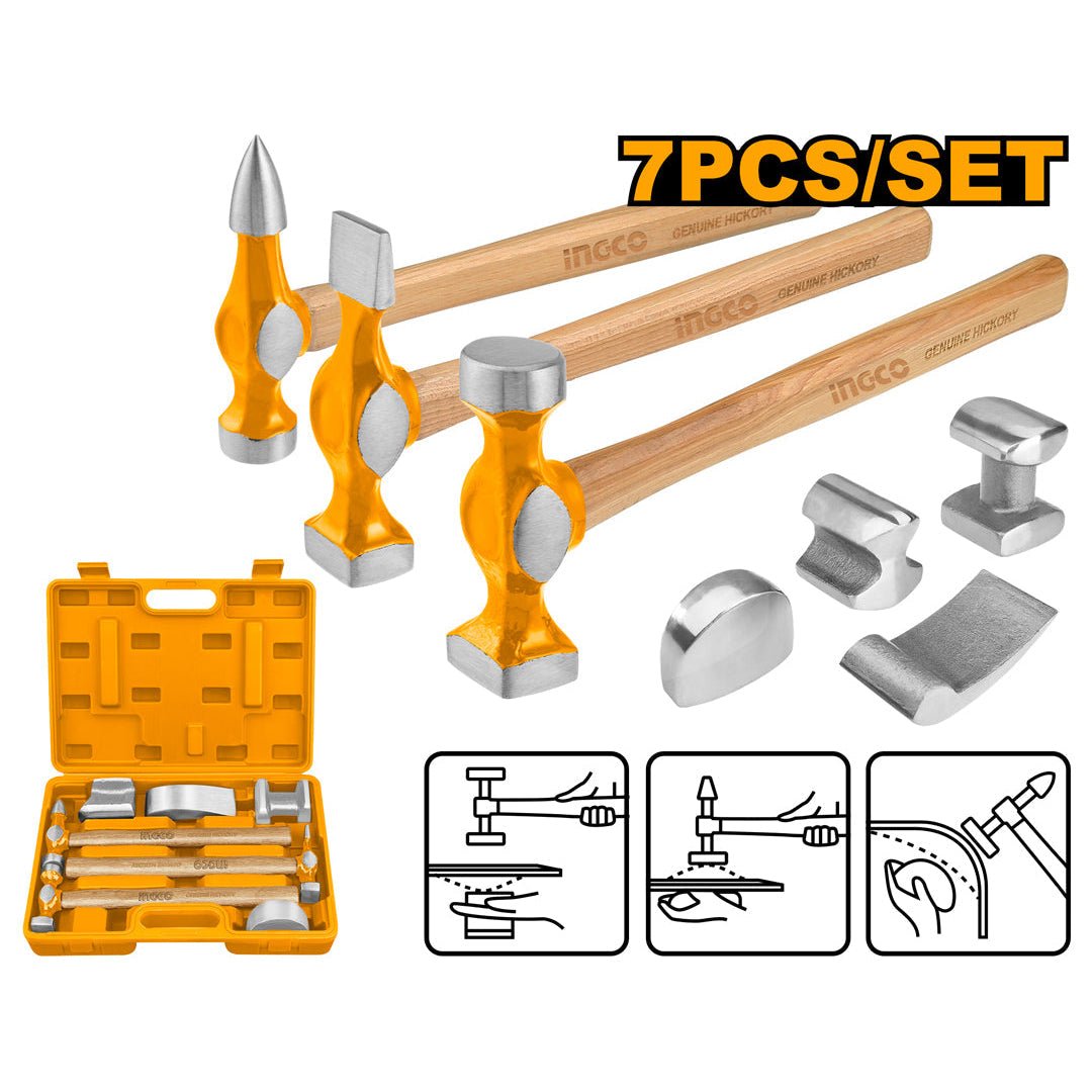 Ingco 7 Pcs Body and Fender Hammer Set HBAFH0711 / HBAFH0712 - Winland Depot