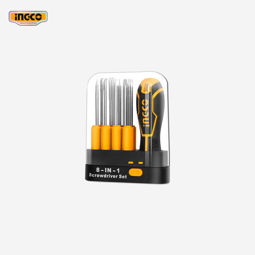 Ingco 8 in 1 Universal Screwdriver Set (9 Pieces Set) Interchangeable AKISD0901 - Winland Depot