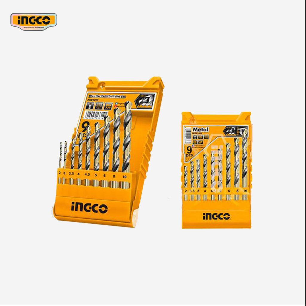 Ingco 9 Pcs HSS Twist Drill Bit Set w/ Cylindrical Shank for Metal and Wood AKD1095 - Winland Depot