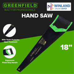 Greenfield by Winland Plastic Handle Blue Blade Super Cut Hand Saw 18inch Saw for Cutting Wood