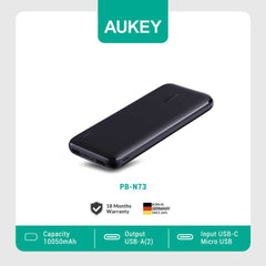 Aukey by Winland Slim 10000mAh Powerbank 12W USB Type C Fast Charge for i Phone, i Pad Samsung