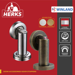 Herks by Winland Satin Stainless / Antique Brass HERKS Door Accessories-Door Stoppers