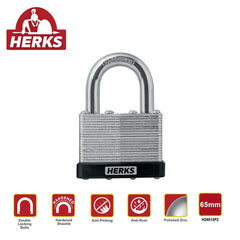 Herks by Winland Heavy Duty Laminated Padlock - Short Shackle (40mm-65mm)