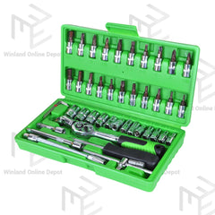 Hoyoma japan by Winland Professional 1/4" DR 46pcs Socket Set HT-DS1446