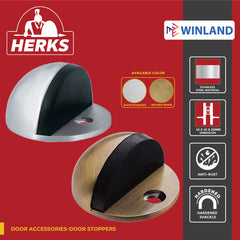Herks by Winland Satin Stainless / Antique Brass HERKS Door Accessories-Door Stoppers