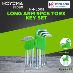 Hoyoma japan by Winland Long Arm 9pcs Torx Key Set w/ chrome vanadium steel material H-NL008