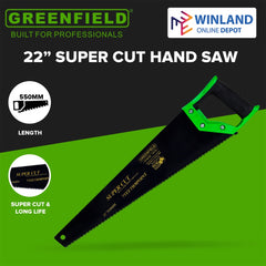 Greenfield by Winland Plastic Handle Blue Blade Super Cut Hand Saw 22" Saw for Cutting Wood SGHBB22