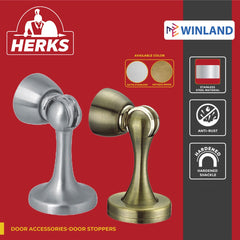 Herks by Winland Satin Stainless / Antique Brass HERKS Door Accessories-Door Stoppers