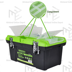 Greenfield by Winland 14-19 Inches Plastic Iron Tool Box Organizer w/ Metal Latch & Removable Tray