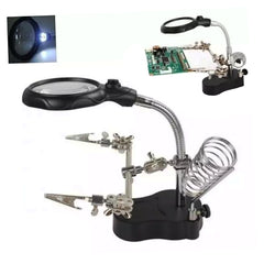 Winland TE-801 Helping Hand Tool Multi-function LED Magnifier LED Light w/ Soldering Stand Holder