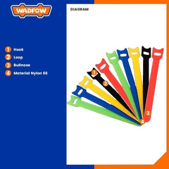 Wadfow WTE6 Reusable Velcro Straps Nylon Cable Ties Set of 10 pieces