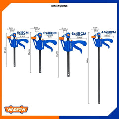 Wadfow Quick Ratchet Release Speed Woodworking Bar Clamp Holder Angle Right