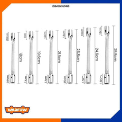 Wadfow WTH2E0 8mm to 19mm 2-Head Flexible Socket Wrench