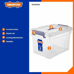 Wadfow Transparent Stackable Plastic Container - Clear 33Liters-87Liters