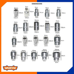 Wadfow Hexagonal Socket Cr-V Quality Material 1/2 Inch