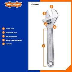 Wadfow Adjustable Wrench 8"-12"/200-300mm