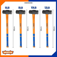 Wadfow Long Handle Sledge Hammer w/ Fiberglass Handle