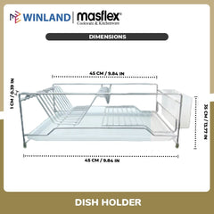Masflex Dish Drainer w/ Coarse Utensil Holder w/ Box Chrome Plated Elegant Modern Design