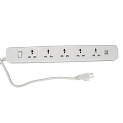 Royu 2 Meters 5 Socket Extension Cord Cable w/ One Master Switch & 2 USB Ports REDEC625/W