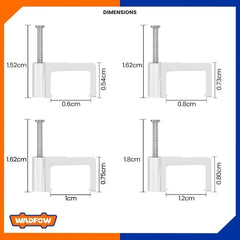 Wadfow WFQ2 Rectangular Plastic Construction and Zinc Plated Nails Cable Clips 100pcs/set (White)