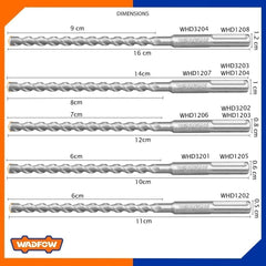 Wadfow Double Flute Sds Plus Hammer Drill Bit For Rotary 1 Piece
